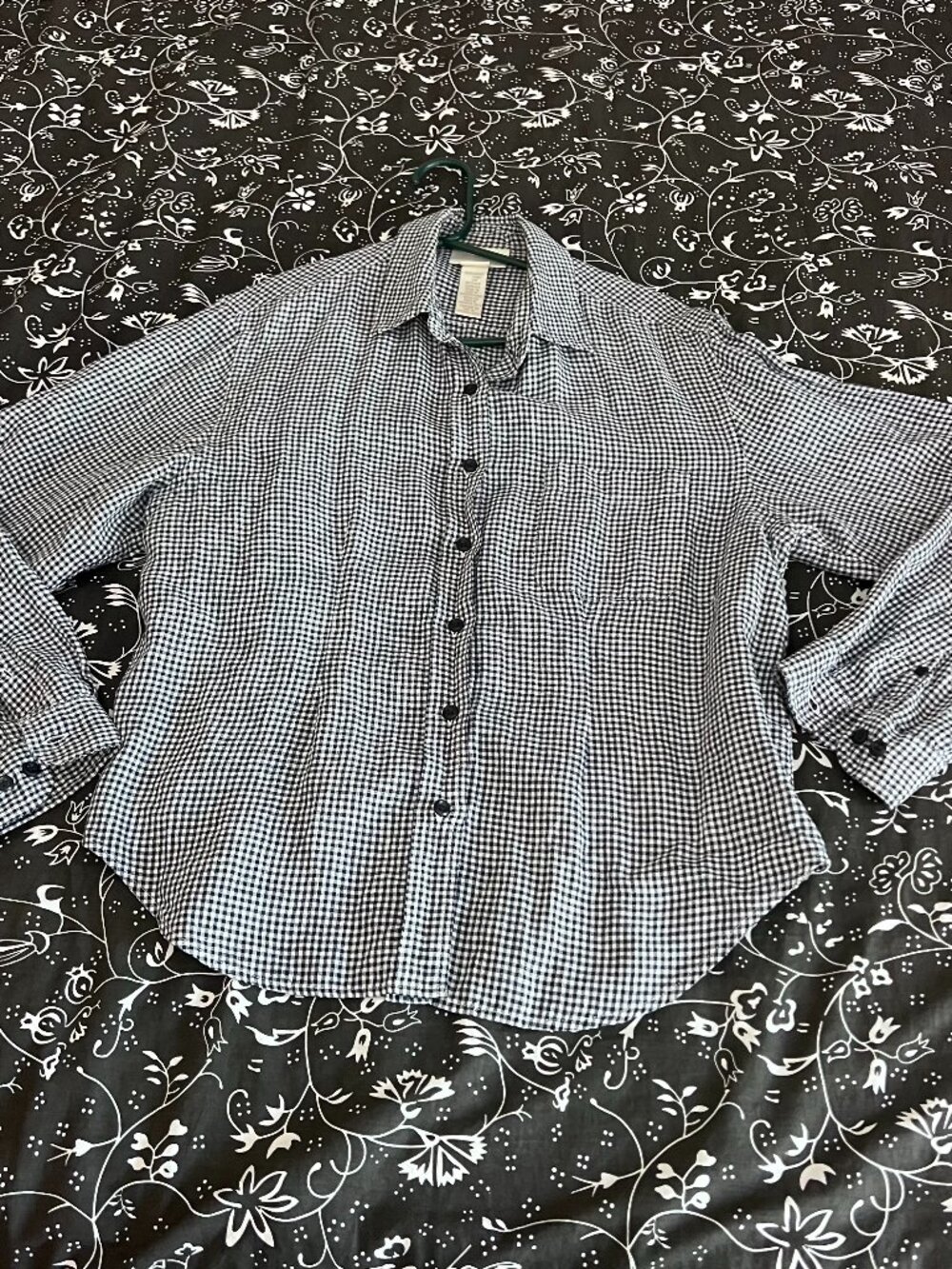 Jones New York Gingham Linen Blouse